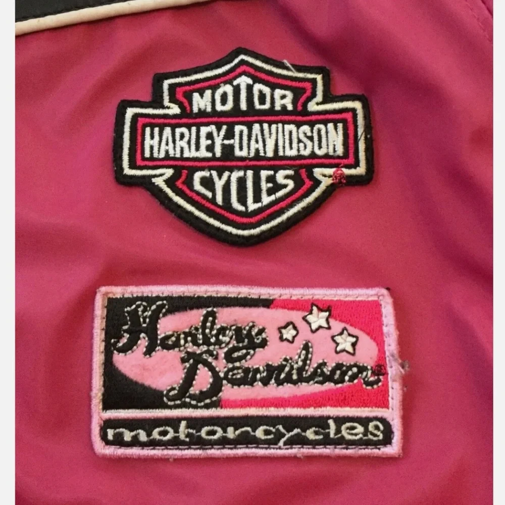 Harley Davidson Girl Pink Jacket Size 6 X Water Resistant Hooded Black fits 6x 7